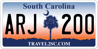SC license plate ARJ200