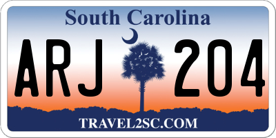 SC license plate ARJ204