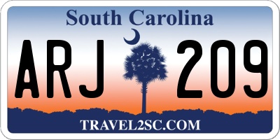 SC license plate ARJ209