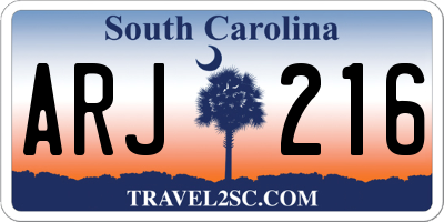 SC license plate ARJ216