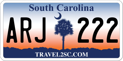 SC license plate ARJ222