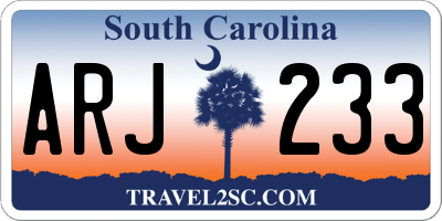 SC license plate ARJ233