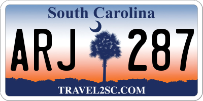 SC license plate ARJ287