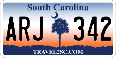 SC license plate ARJ342