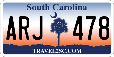 SC license plate ARJ478