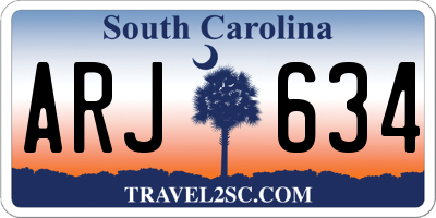 SC license plate ARJ634
