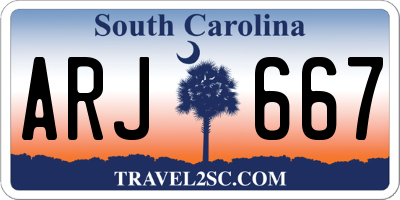 SC license plate ARJ667