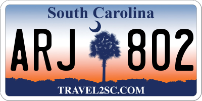 SC license plate ARJ802