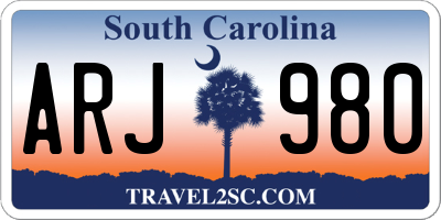 SC license plate ARJ980