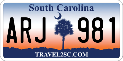 SC license plate ARJ981
