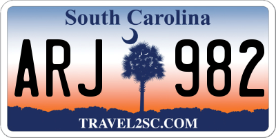 SC license plate ARJ982