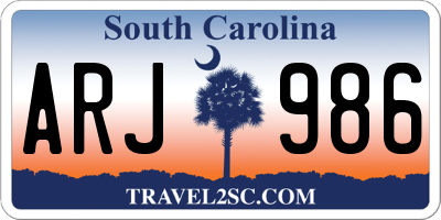 SC license plate ARJ986