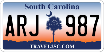 SC license plate ARJ987