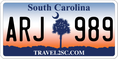 SC license plate ARJ989