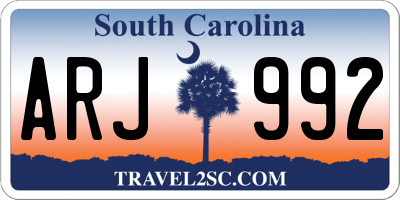 SC license plate ARJ992