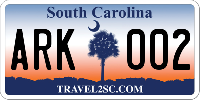 SC license plate ARK002