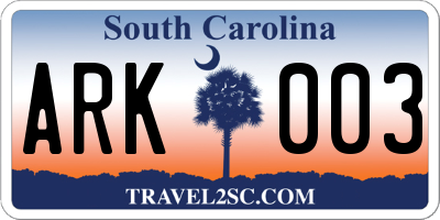 SC license plate ARK003