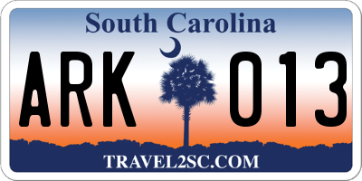SC license plate ARK013