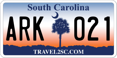 SC license plate ARK021