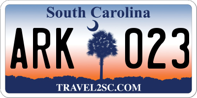 SC license plate ARK023