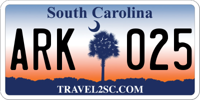 SC license plate ARK025