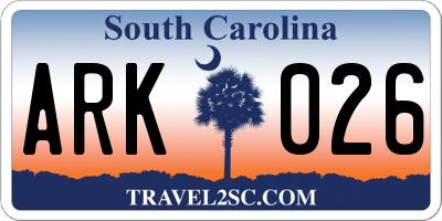 SC license plate ARK026