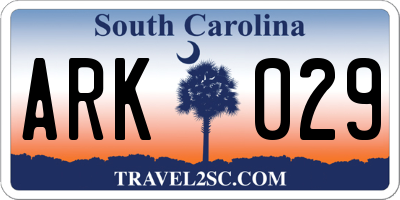 SC license plate ARK029