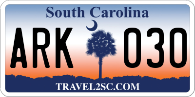 SC license plate ARK030
