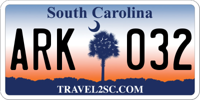 SC license plate ARK032