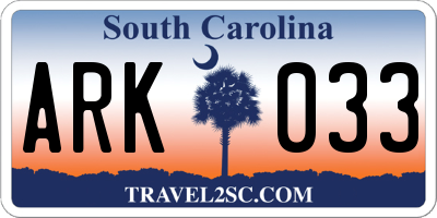 SC license plate ARK033