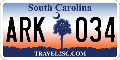 SC license plate ARK034