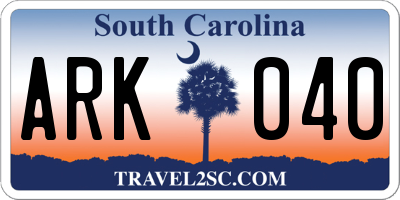 SC license plate ARK040