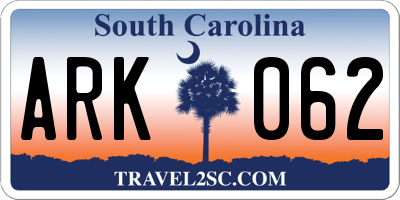 SC license plate ARK062