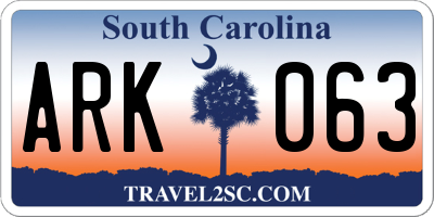 SC license plate ARK063