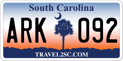 SC license plate ARK092