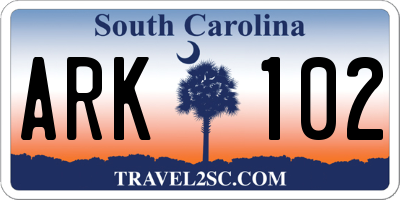 SC license plate ARK102