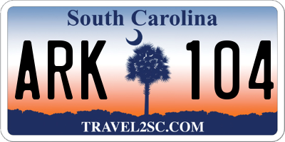 SC license plate ARK104