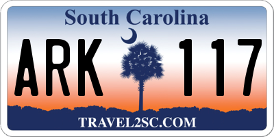 SC license plate ARK117