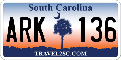 SC license plate ARK136