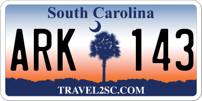 SC license plate ARK143