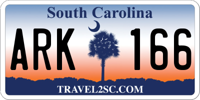 SC license plate ARK166