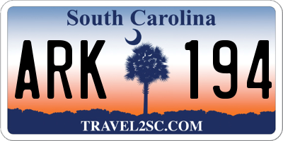 SC license plate ARK194