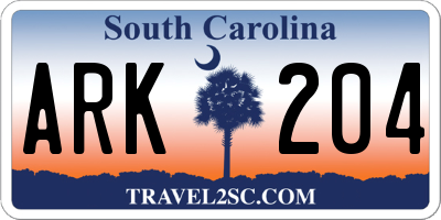 SC license plate ARK204