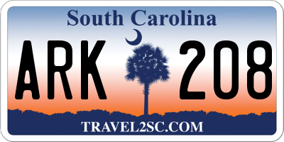 SC license plate ARK208