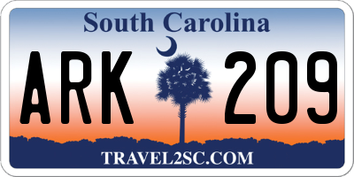 SC license plate ARK209