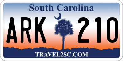 SC license plate ARK210