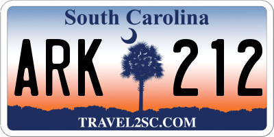 SC license plate ARK212