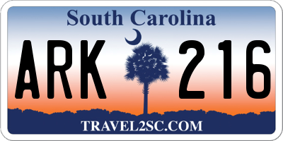 SC license plate ARK216