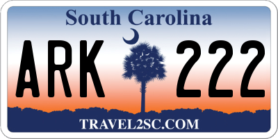 SC license plate ARK222