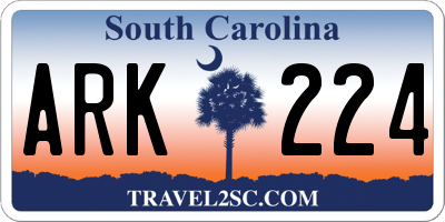 SC license plate ARK224